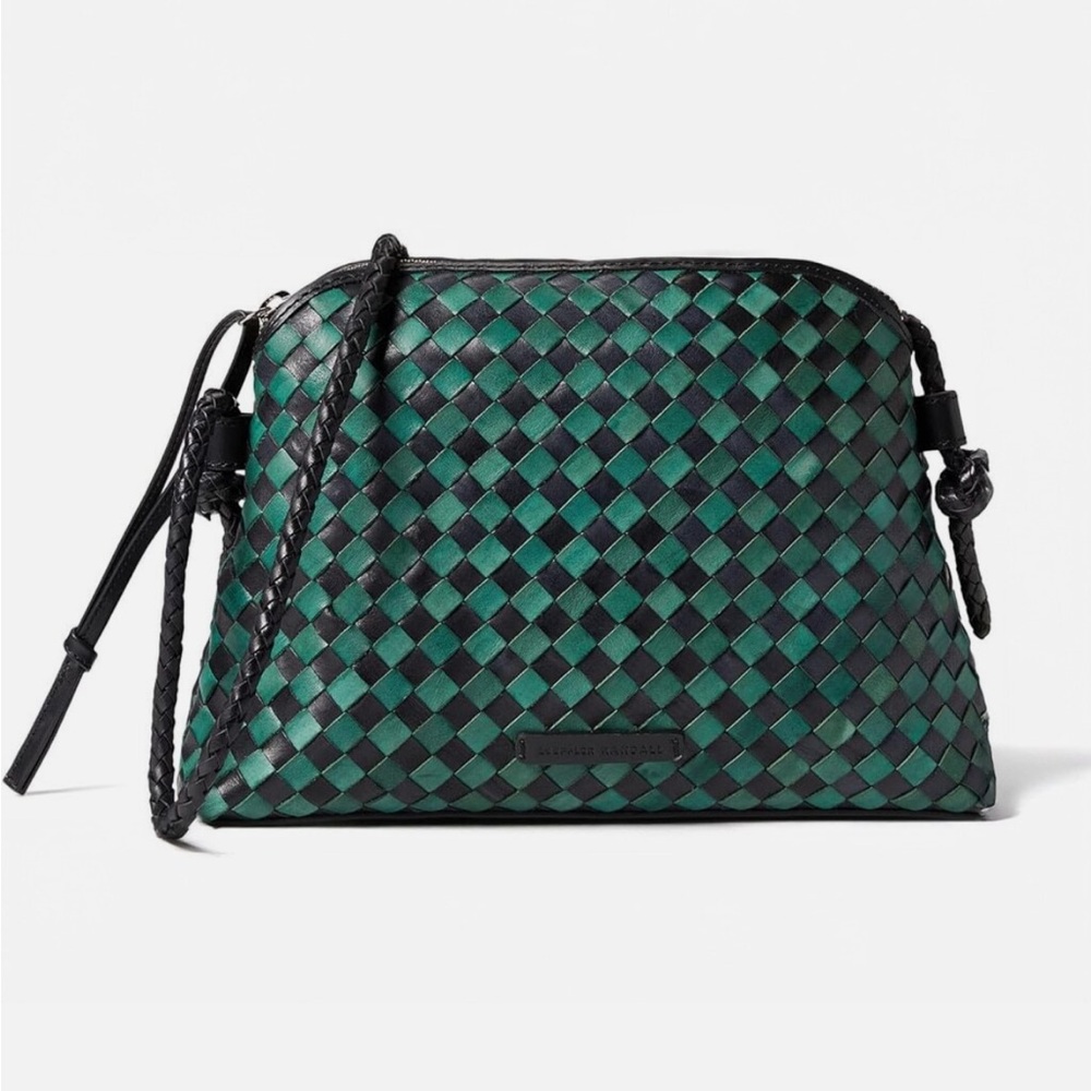 Loeffler Randall Mallory Woven Crossbody in Black and Green